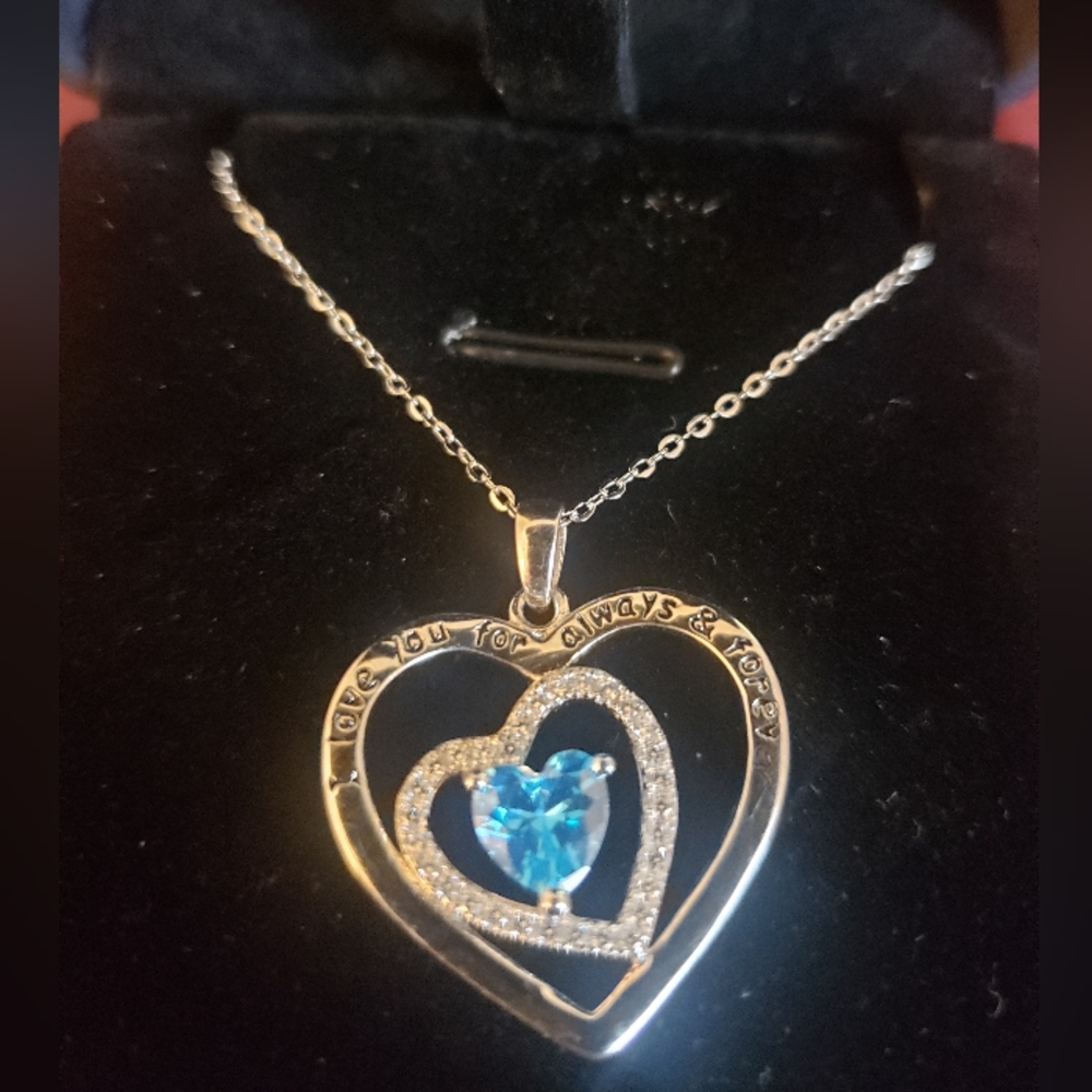 Love You Always and Forever Birthstone Necklace 925 Silver, 20" Chain adjustable